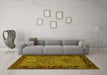 Machine Washable Animal Yellow Traditional Rug in a Living Room, wshtr2195yw