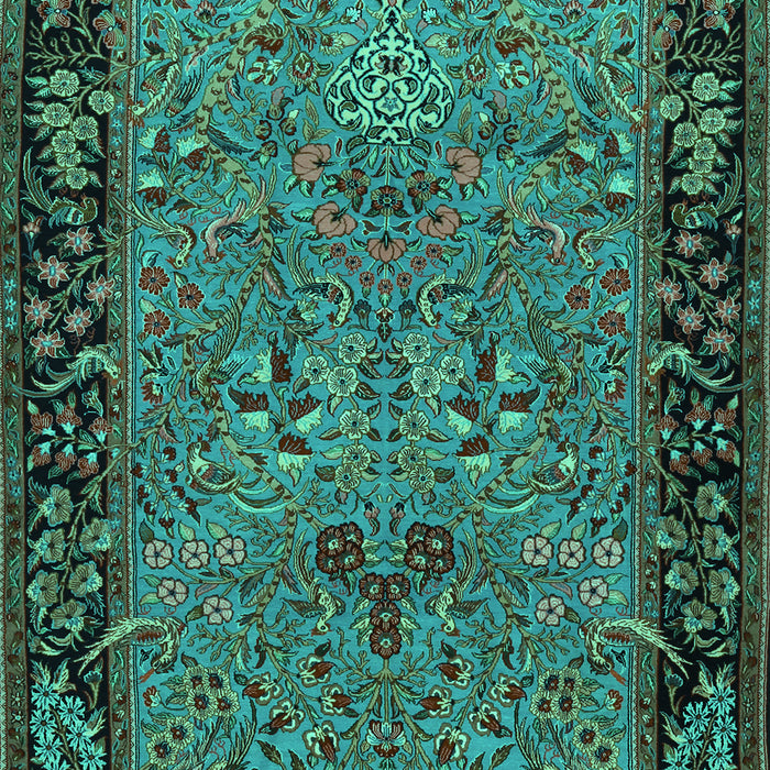 Machine Washable Animal Turquoise Traditional Area Rugs, wshtr2195turq