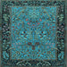 Square Machine Washable Animal Light Blue Traditional Rug, wshtr2195lblu
