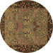 Round Animal Brown Traditional Rug, tr2195brn