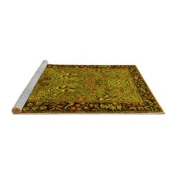 Sideview of Machine Washable Animal Yellow Traditional Rug, wshtr2195yw