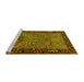 Sideview of Machine Washable Animal Yellow Traditional Rug, wshtr2195yw