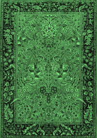 Animal Emerald Green Traditional Rug, tr2195emgrn