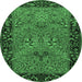 Round Animal Emerald Green Traditional Rug, tr2195emgrn