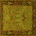 Square Animal Yellow Traditional Rug, tr2195yw