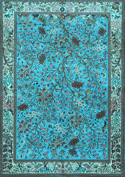 Animal Light Blue Traditional Rug, tr2196lblu