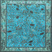 Square Machine Washable Animal Light Blue Traditional Rug, wshtr2196lblu