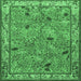 Square Animal Emerald Green Traditional Rug, tr2196emgrn