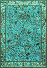 Animal Turquoise Traditional Rug, tr2196turq