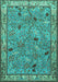 Animal Turquoise Traditional Rug, tr2196turq