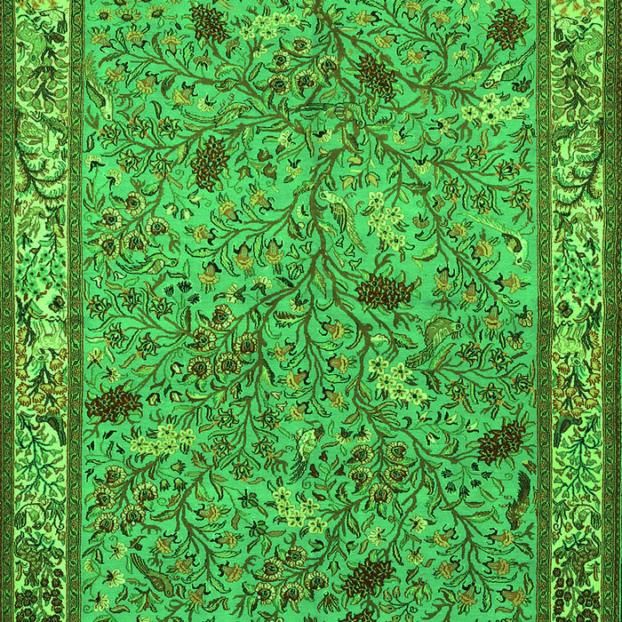 Serging Thickness of Machine Washable Animal Green Traditional Area Rugs, wshtr2196grn