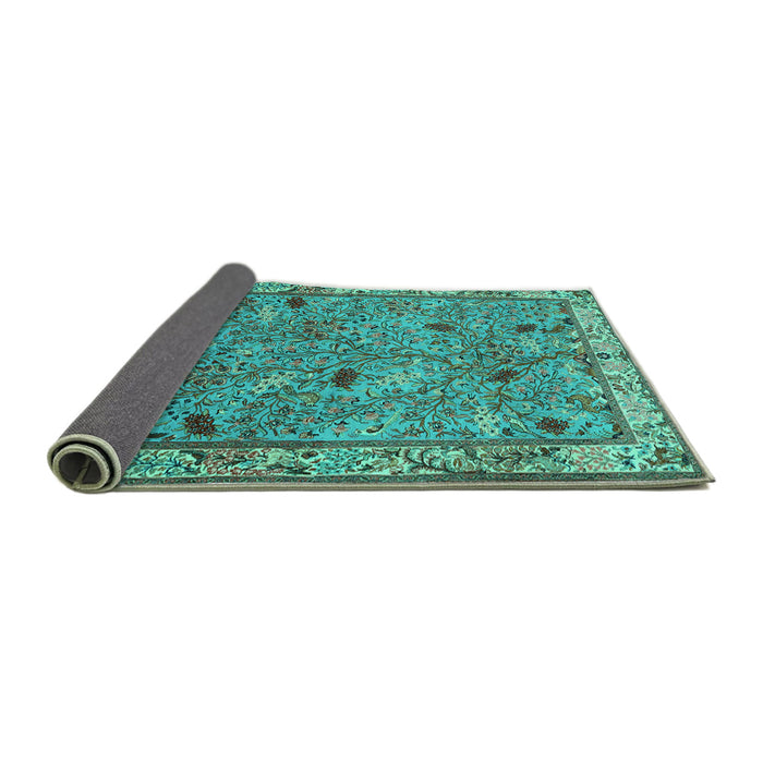 Sideview of Animal Turquoise Traditional Rug, tr2196turq
