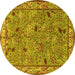 Round Animal Yellow Traditional Rug, tr2196yw