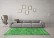 Machine Washable Animal Emerald Green Traditional Area Rugs in a Living Room,, wshtr2196emgrn