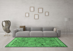 Machine Washable Animal Emerald Green Traditional Area Rugs in a Living Room,, wshtr2196emgrn