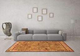 Machine Washable Animal Orange Traditional Area Rugs in a Living Room, wshtr2196org