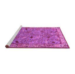 Sideview of Machine Washable Animal Pink Traditional Rug, wshtr2196pnk