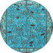 Round Animal Light Blue Traditional Rug, tr2196lblu