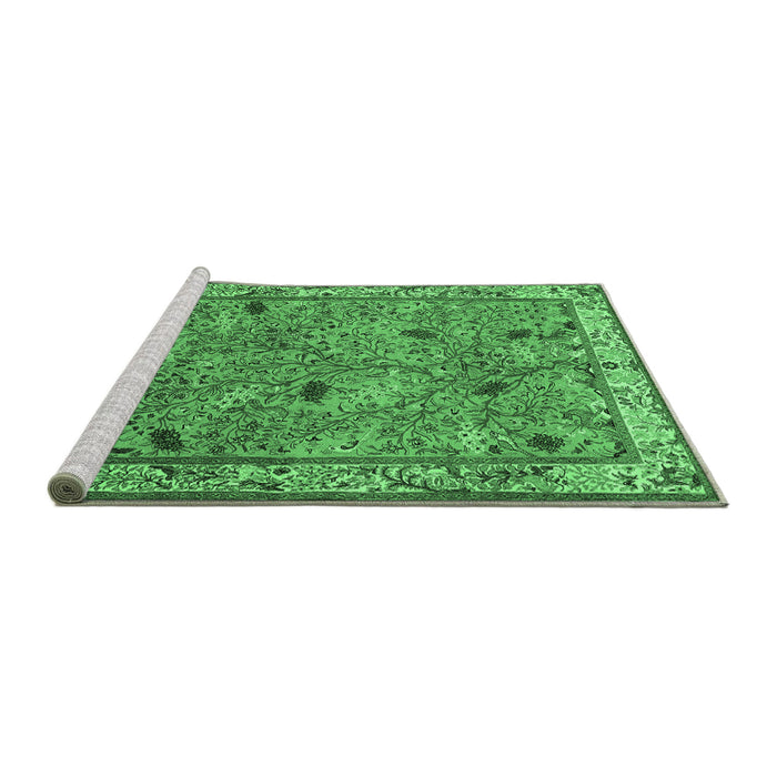 Sideview of Machine Washable Animal Emerald Green Traditional Area Rugs, wshtr2196emgrn
