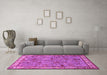 Machine Washable Animal Pink Traditional Rug in a Living Room, wshtr2196pnk