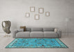 Machine Washable Animal Light Blue Traditional Rug in a Living Room, wshtr2196lblu
