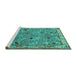 Sideview of Machine Washable Animal Turquoise Traditional Area Rugs, wshtr2196turq