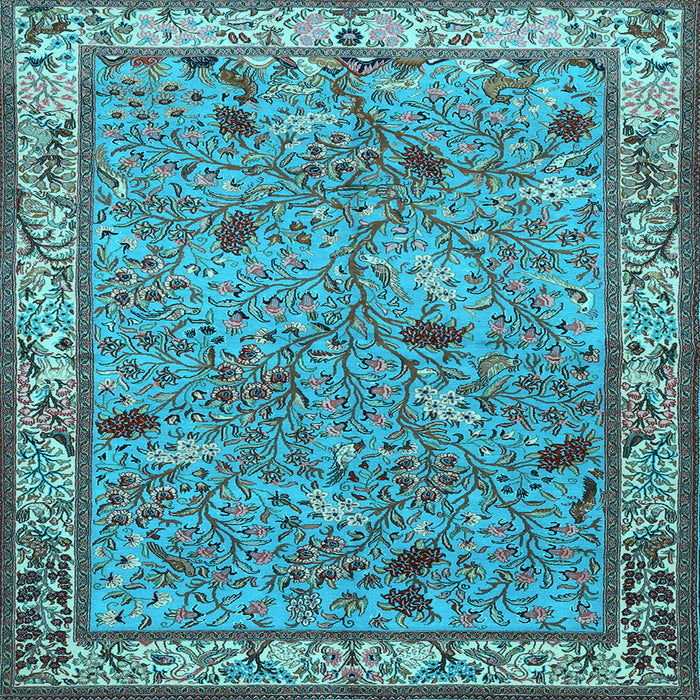 Square Animal Light Blue Traditional Rug, tr2196lblu