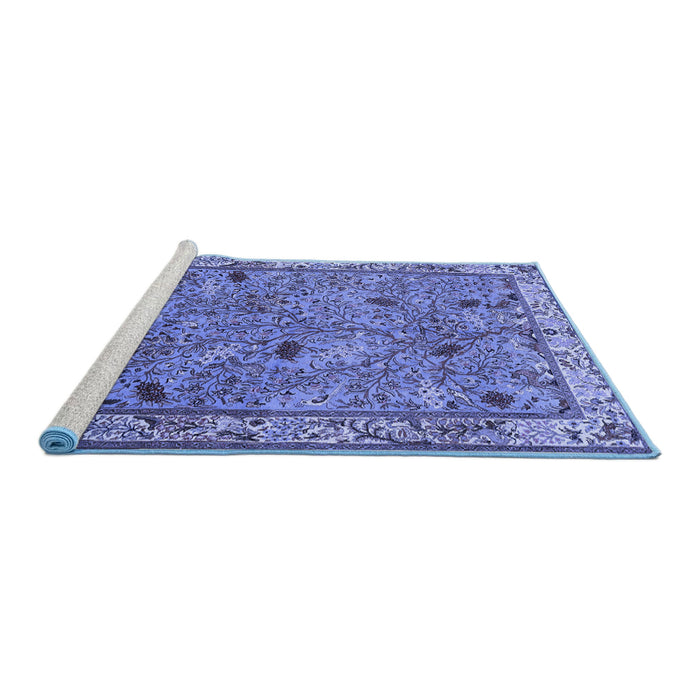 Sideview of Machine Washable Animal Blue Traditional Rug, wshtr2196blu