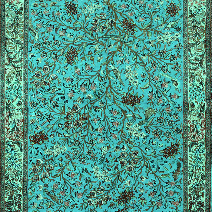 Machine Washable Animal Turquoise Traditional Area Rugs, wshtr2196turq