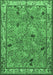 Machine Washable Animal Emerald Green Traditional Area Rugs, wshtr2196emgrn