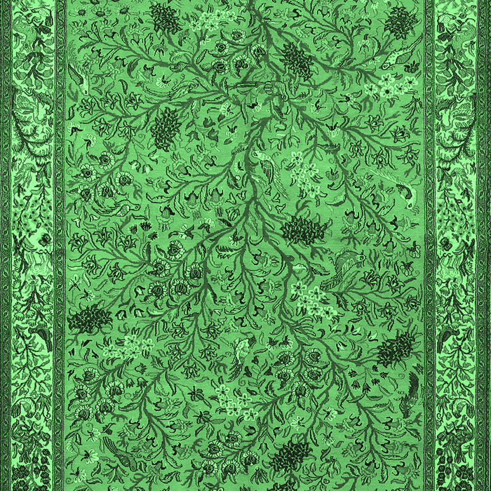 Machine Washable Animal Emerald Green Traditional Area Rugs, wshtr2196emgrn