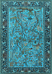 Animal Light Blue Traditional Rug, tr2197lblu