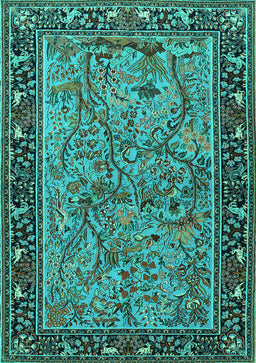 Animal Turquoise Traditional Rug, tr2197turq