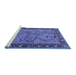 Sideview of Machine Washable Animal Blue Traditional Rug, wshtr2197blu