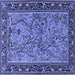 Square Machine Washable Animal Blue Traditional Rug, wshtr2197blu