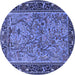 Round Animal Blue Traditional Rug, tr2197blu