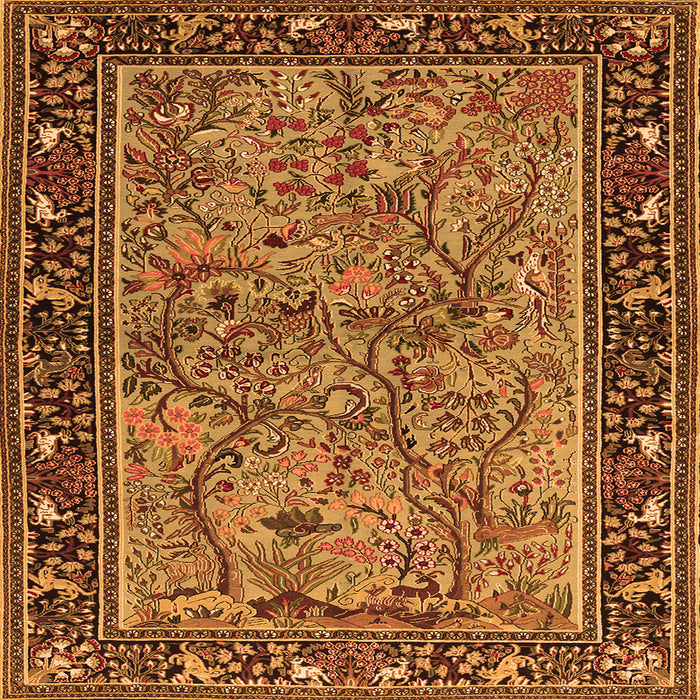 Round Machine Washable Animal Orange Traditional Area Rugs, wshtr2197org