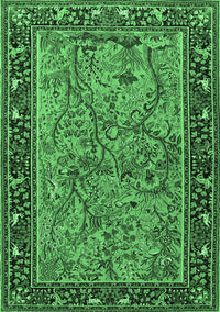 Animal Emerald Green Traditional Rug, tr2197emgrn