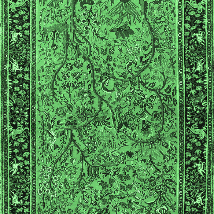 Animal Emerald Green Traditional Rug, tr2197emgrn
