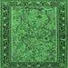 Square Animal Emerald Green Traditional Rug, tr2197emgrn