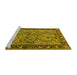 Sideview of Machine Washable Animal Yellow Traditional Rug, wshtr2197yw
