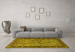 Machine Washable Animal Yellow Traditional Rug in a Living Room, wshtr2197yw