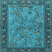 Square Animal Light Blue Traditional Rug, tr2197lblu