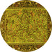 Round Animal Yellow Traditional Rug, tr2197yw