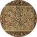 Round Animal Brown Traditional Rug, tr2197brn