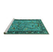 Sideview of Machine Washable Animal Turquoise Traditional Area Rugs, wshtr2197turq