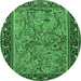 Round Animal Emerald Green Traditional Rug, tr2197emgrn