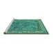 Sideview of Machine Washable Animal Turquoise Traditional Area Rugs, wshtr2198turq
