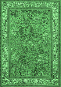 Animal Emerald Green Traditional Rug, tr2198emgrn