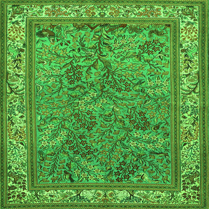Serging Thickness of Animal Green Traditional Rug, tr2198grn